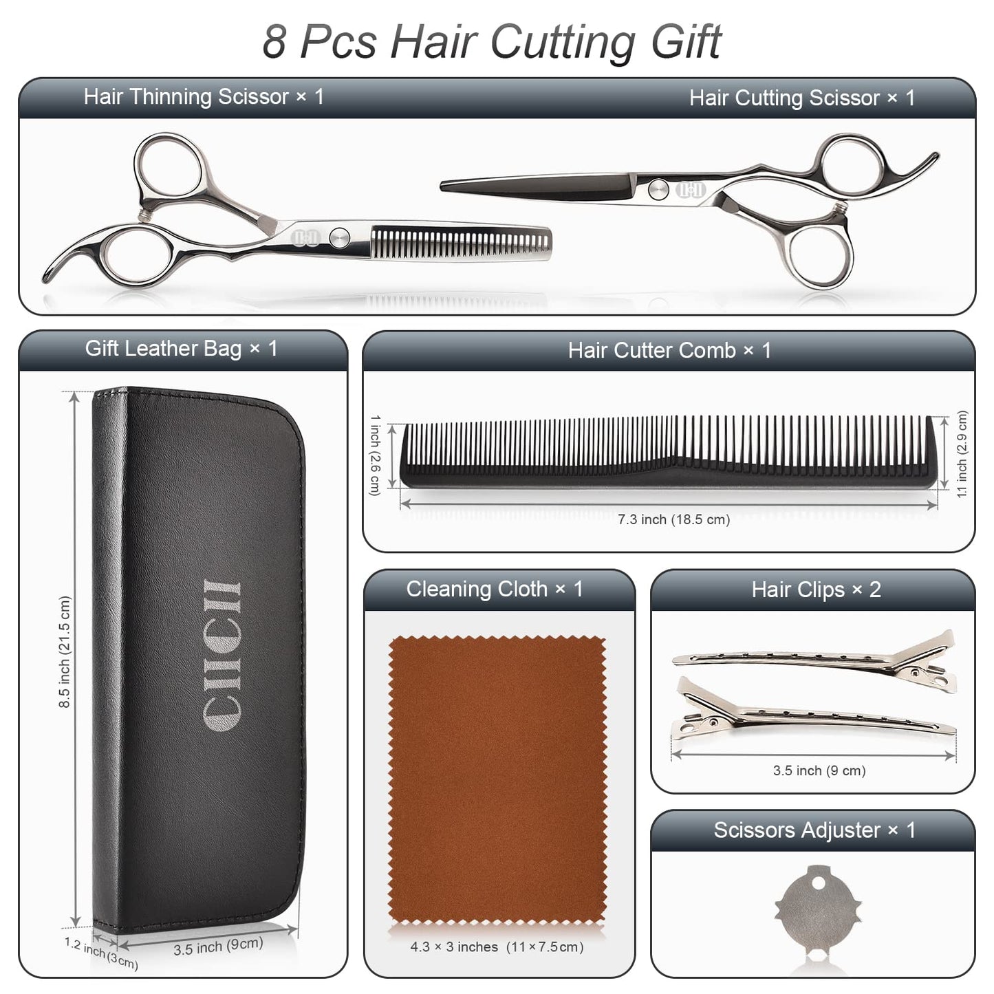 CIICII Hair Cutting Kit with Hair Clippers Set & Hair Cutting Scissors Shears Kit for Home Salon DIY Hairdressing