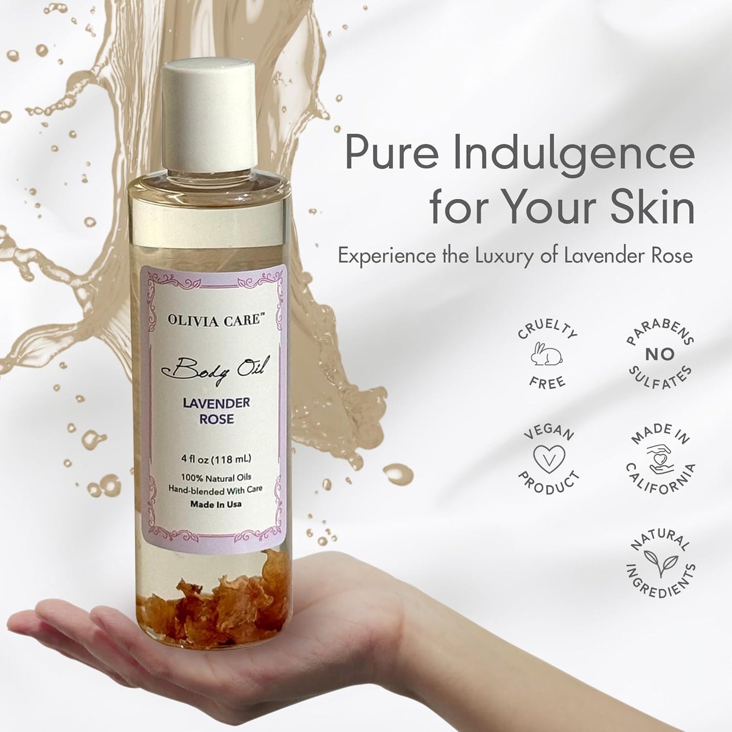 Olivia Care 3 Pack Body Oils: Apricot Fig, French Rose, Jasmine Gardenia - Natural Perfume Oils For Women & After Bath Oils Body Moisturizers, Rich in Vitamin E, K, & Omega (3 Scents)