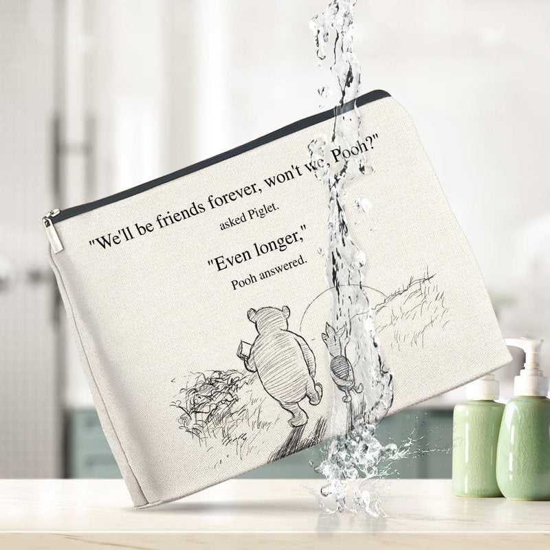 YeleY Friendship Gifts for Women Friends, Pooh Bear Gifts for Best Friends, Classic Pooh Bear Makeup Bag Cosmetic Bag