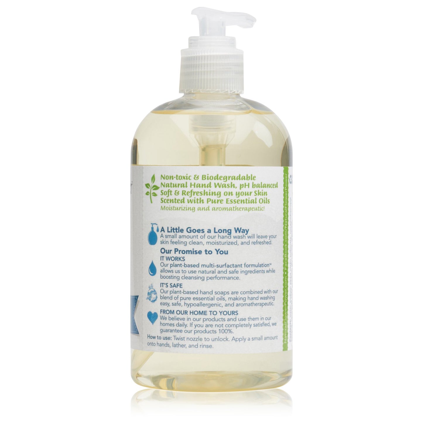 Natural Flower Power Moisturizing Liquid Hand Soap – Lemongrass – Plant-Based + Aloe Vera – Scented w/ Pure Essential Oils – Natural Hand Wash Kitchen + Bathroom – 12 Fl Oz Pump Bottles (Pack of 3)