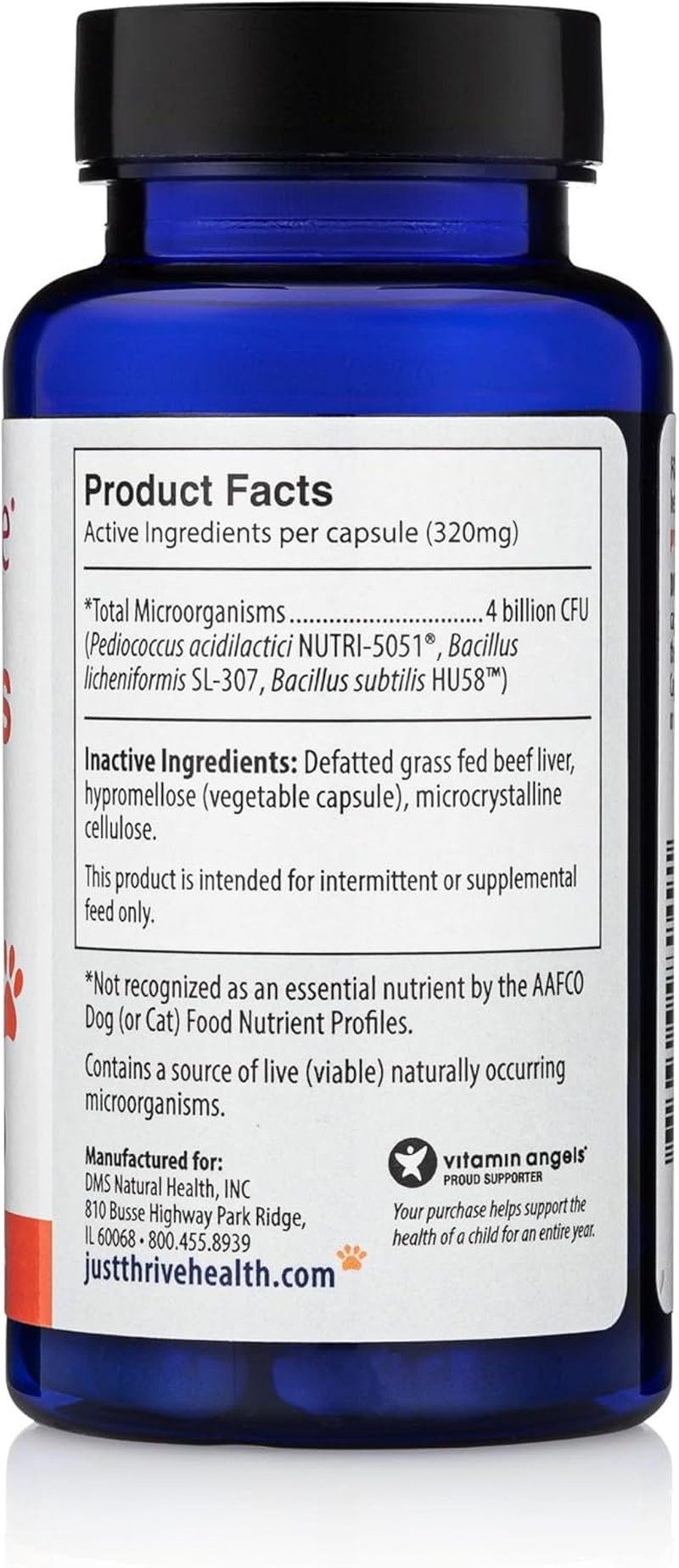 Just Pets Probiotic - Daily Digestive Probiotics for Dogs & Cats | 30 Capsules with 4 Billion CFUs