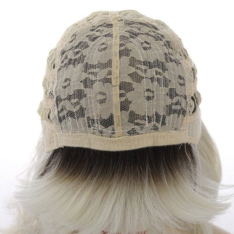 PATTNIUM 14'' Blonde Wig Short Wavy Wig Ombre Blonde Wig with Bangs Blonde Ombre Wig for Women Girls Heat Resistant Synthetic Wig (Ombre Blonde)
