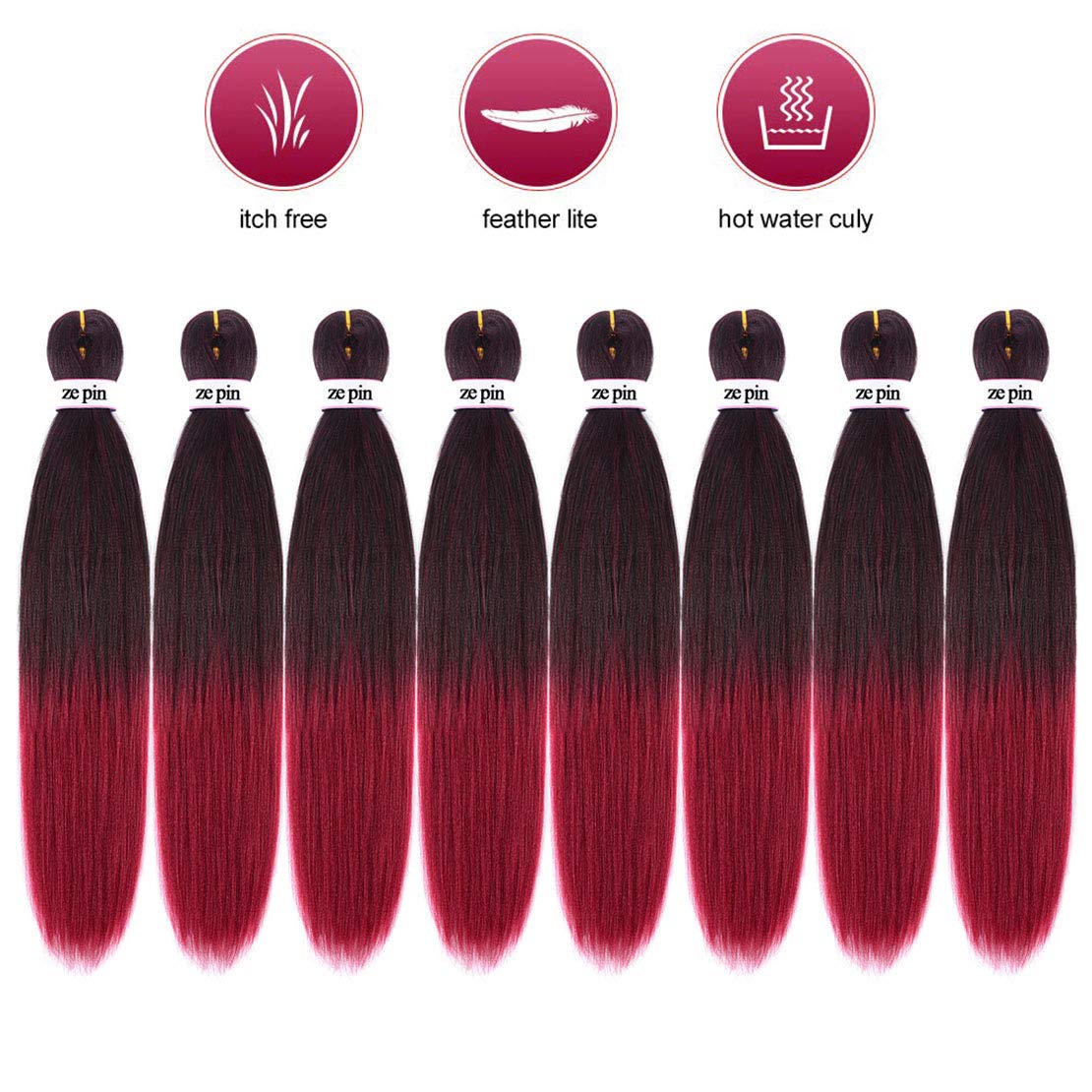 Pre Stretched Braiding Hair 26 Inch 8 Packs Professional Soft Yaki braiding Hair For Braids Hot Water Setting Synthetic Crochet Hair Extensions (26 Inch (Pack of 8), #1B/Bug)