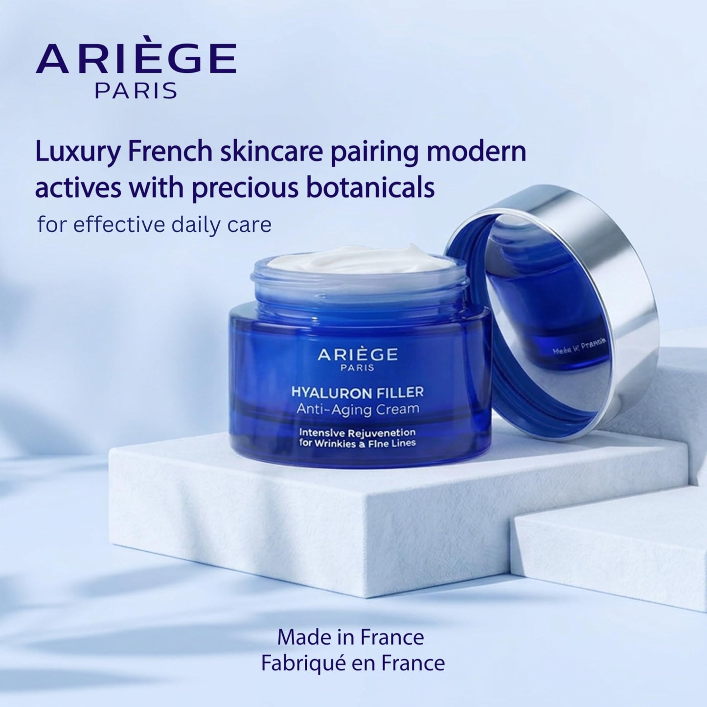 ARIEGE PARIS Anti Aging Cream with Hyaluronic Acid - Anti Wrinkle Cream & Face Moisturizer for Wrinkles - Neck Firming Cream & Fine Line Cream - Hydrating Face Cream, Made in France