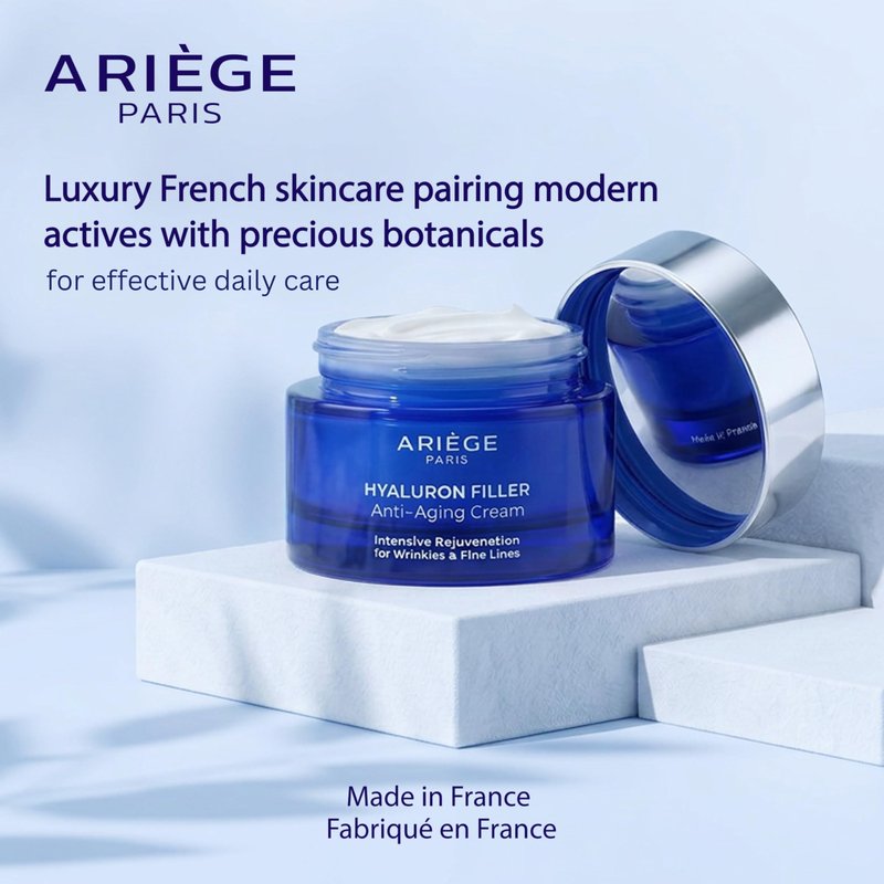 ARIEGE PARIS Anti Aging Cream with Hyaluronic Acid - Anti Wrinkle Cream & Face Moisturizer for Wrinkles - Neck Firming Cream & Fine Line Cream - Hydrating Face Cream, Made in France