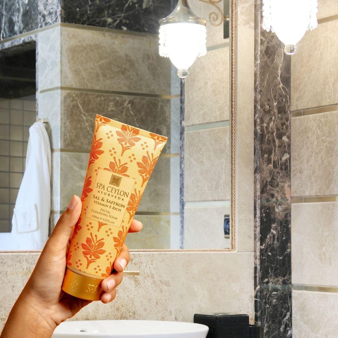 SPA CEYLON Sal and Saffron Vitamin E Enriched Facial Cleansing Foam | Gentle Cleanser | Hydrating | Skin Radiance