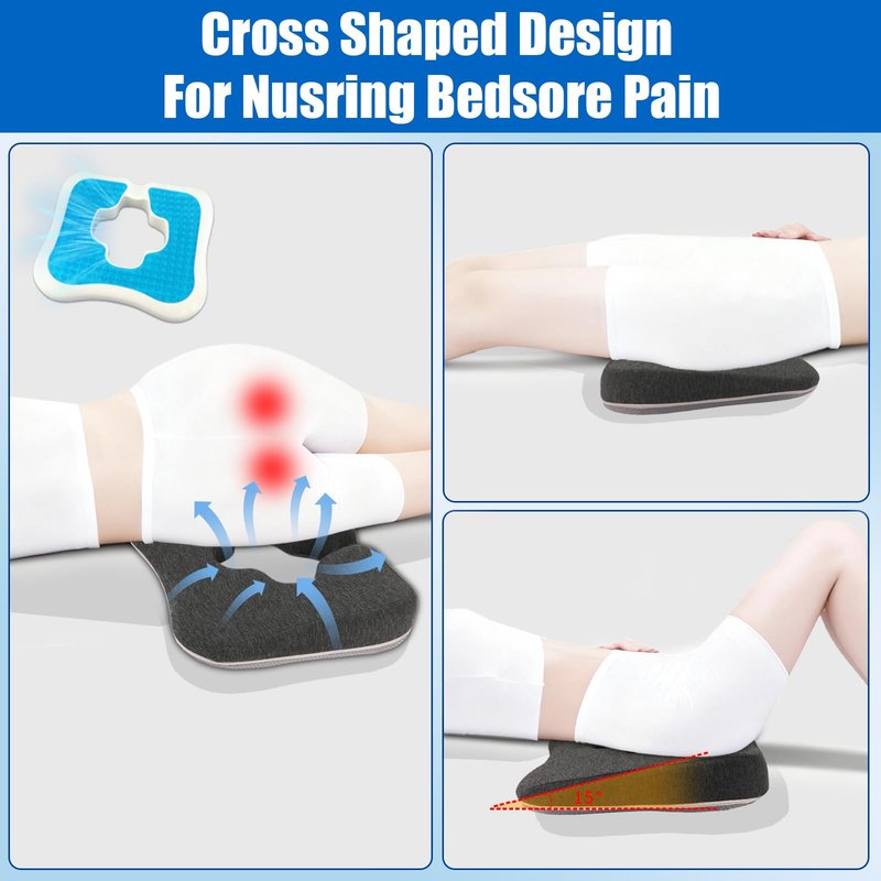 Gel Wheelchair Cushions for BedSores Prevention,Bed Sore Pad Cushion for Butt - Pain Relief for Long Sitting & Relieve Sciatica, Back, Tailbone, Pressure Sore and Ulcer Pain for Pregnant and Elderly