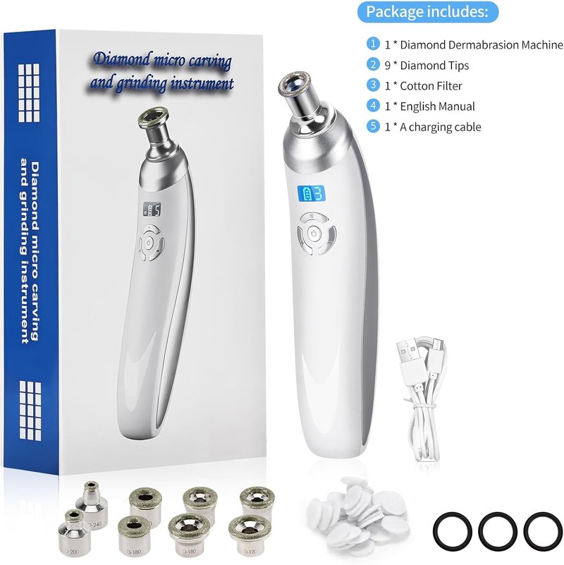 Diamond Microdermabrasion Machine - Portable USB Skin Exfoliation Device | Cordless Blackhead Remover for Women