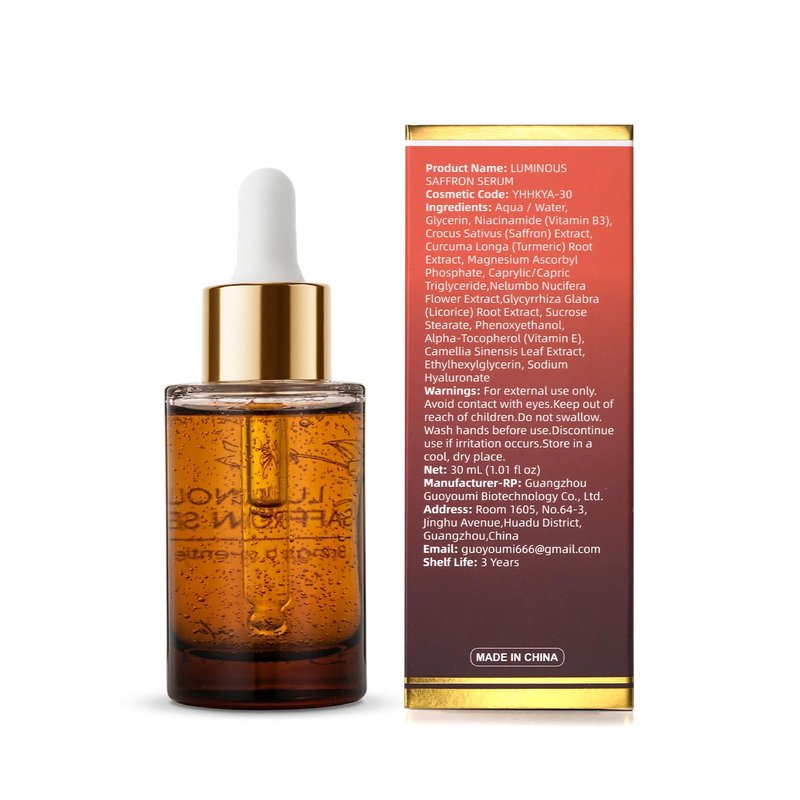 Brightening Saffron Serum,Natural Radiance Enhancer, Skin Tone Evener,Luminous Complexion,1.01 Floz
