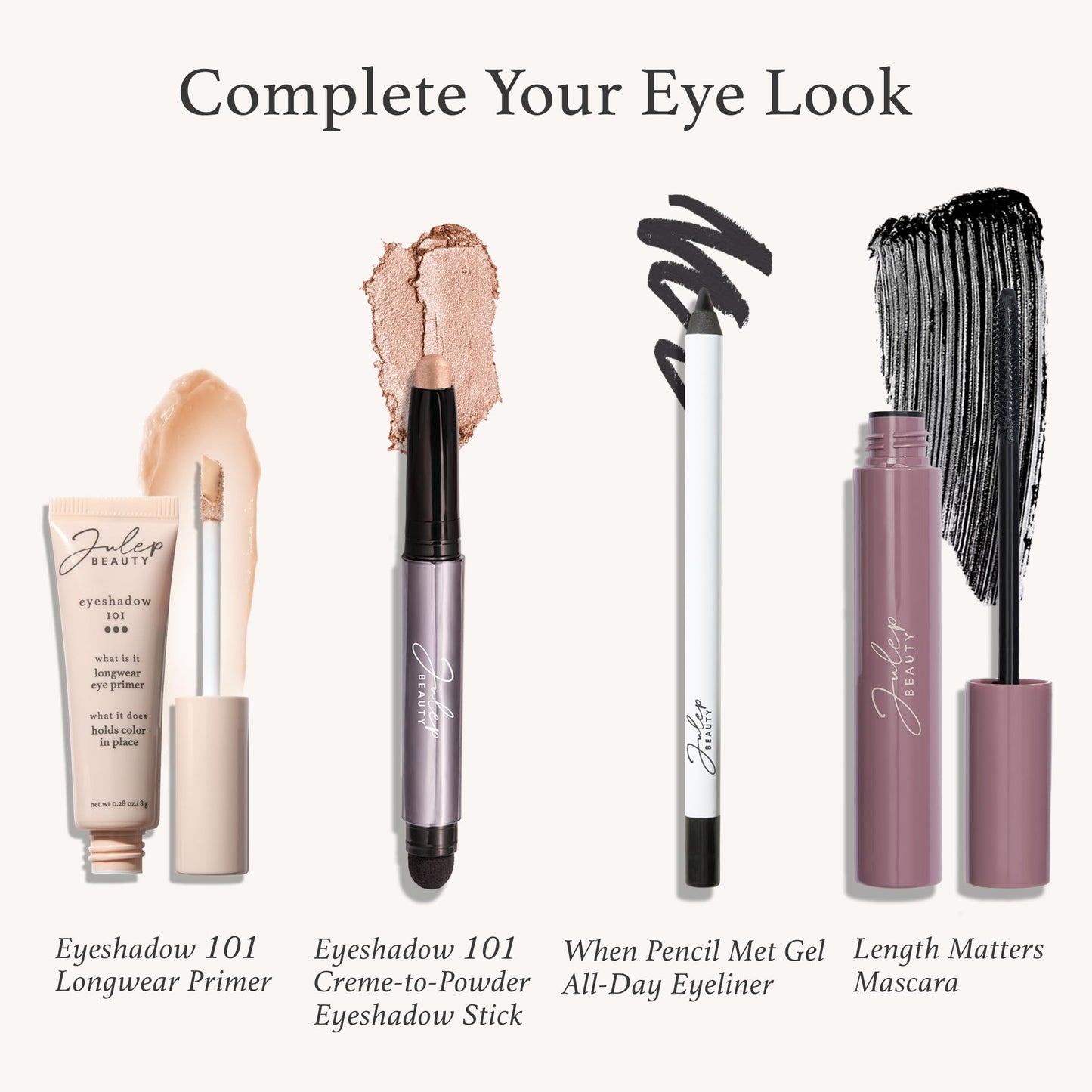 Julep Eyeshadow 101 Crème-to-Powder Waterproof Eyeshadow Stick – Smoky Amethyst Shimmer – Long-Lasting, Crease-Proof, Rich Purple Shimmer Cream Eyeshadow with Built-in Smudger