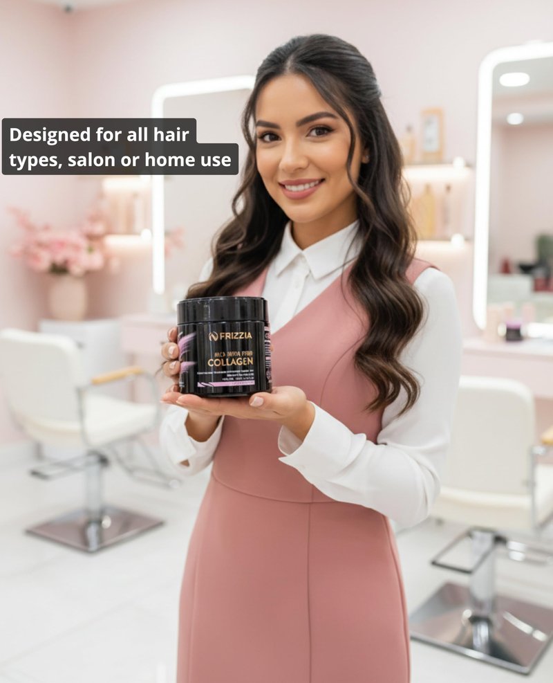 Frizzia ULTRA Collagen Hair Mask, EASY to use. With argan oil and maca. Hydration and shine, anti-frizz treatment for dry and damaged hair, professional smoothness, 500 ml