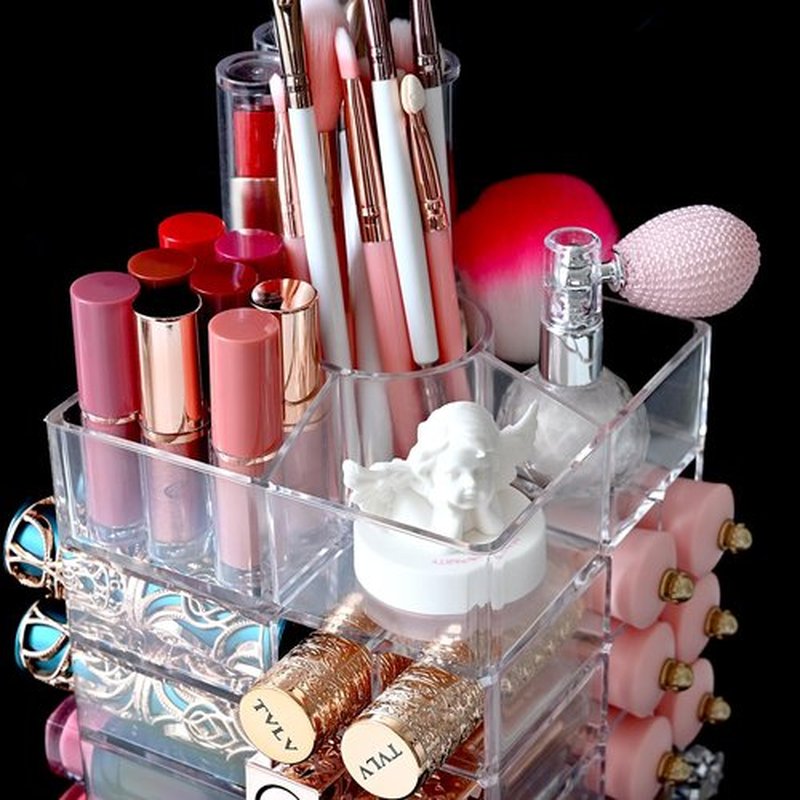 Ikee Design Lipstick Organizer with 53 Slots 360 Degree Rotating Spinning Makeup Organizer, Acrylic Lip Gloss Organizer for Lipsticks, Brushes, Cosmetic Storage Display, Bathroom, Vanity, Countertop