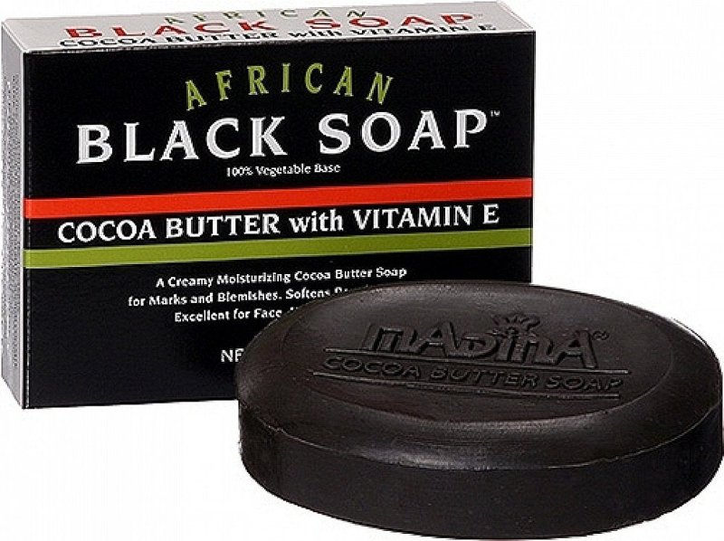 Madina African Black Soap Cocoa Butter with Vitamin E, 3.5 Oz (Pack of 2)