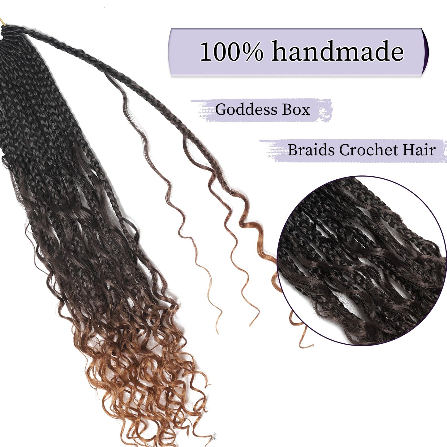 18 Inch Goddess Box Braids Crochet Hair 8 Packs Pre-Looped Box Braids Crochet Hair Boho Box Braids Crochet Hair Pre Looped Crochet Braids for Black Women (18 Inch,1B/4/30)
