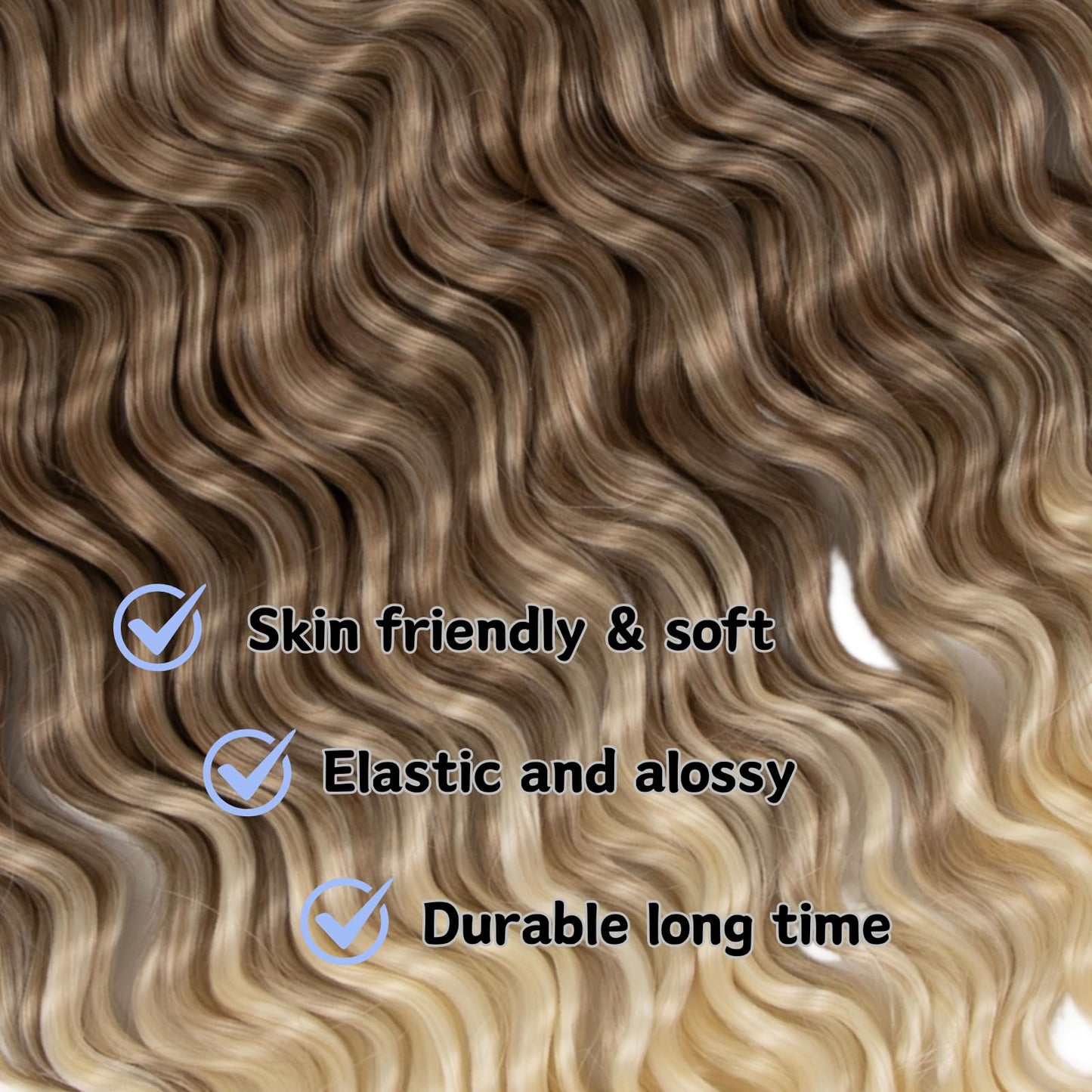 Deep Bulk Hair For Braiding Hair 20inch Wet And Wavy Deep Wave Bulk Hair Quality Synthetic Micro Braiding Hair Extensions for Boho Braids No Weft (2Pack 200g, T18/56C)