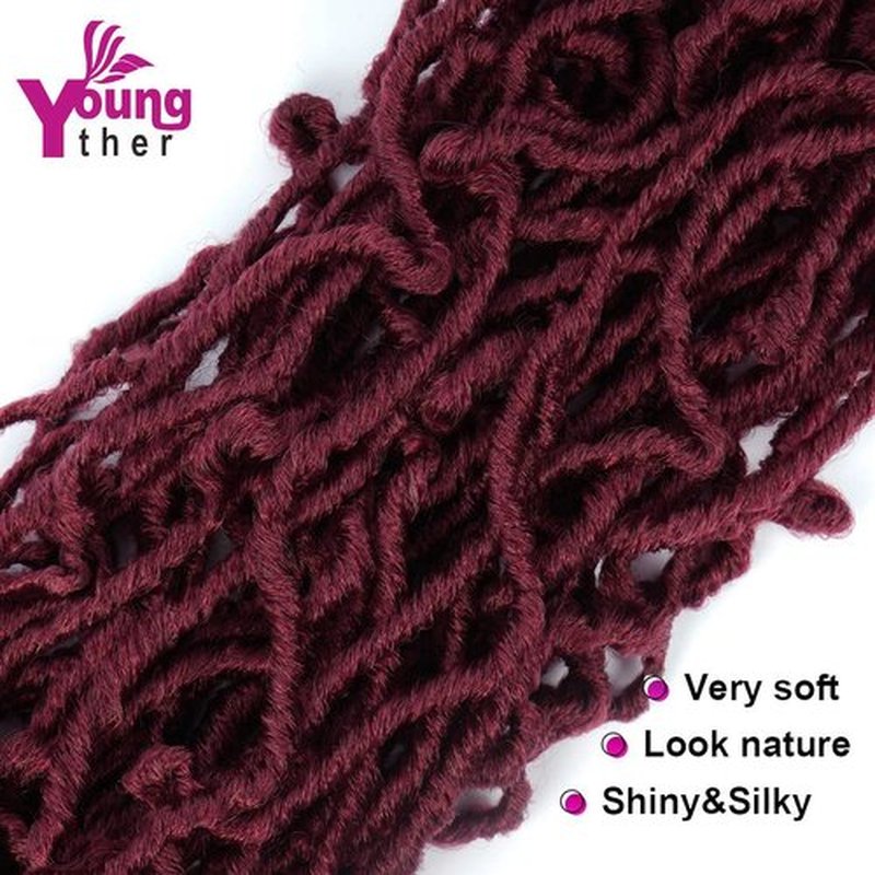 24 inch New Faux Locs Crochet Hair 6 Packs Most Natural Burgundy Soft Lcos Crochet Hair New Crochet Faux Locs Hair Synthetic Crochet Hair for Black Women (24inch,6packs,BUG)
