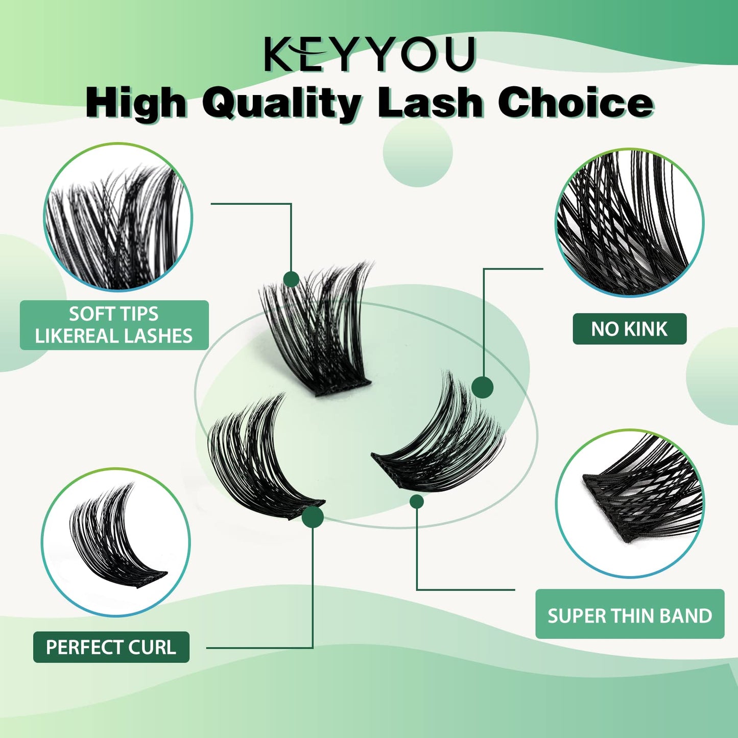 Lash Clusters 96pcs Individual Lashes Y02 D Curl 10-18MIX Cluster Lashes KEYYOU Volume Wispy Lash Extension Soft&Comfortable Easy DIY at Home(Y02,D-10-18MIX)