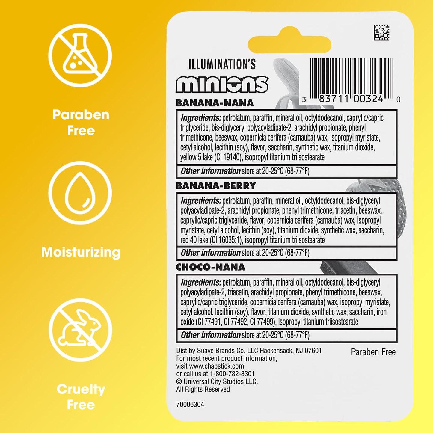 ChapStick Lip Balm, Minions Banana Variety Pack (12 Sticks), Party Favors for Kids, 0.15 Oz Ea