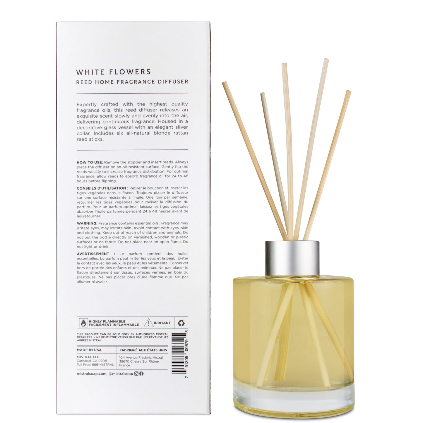 Mistral Heritage Collection Home Fragrance Diffuser, White Flowers, 4 Fl Oz