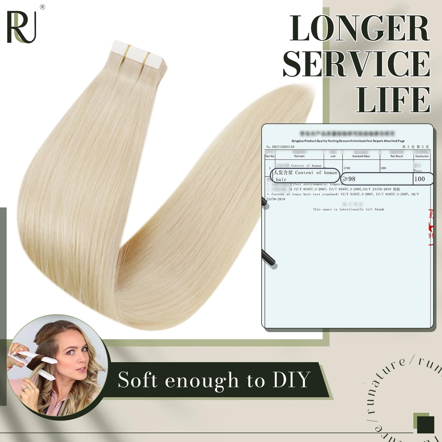 RUNATURE Blonde Human Hair Tape in Extensions 12 Inch Remy Tape in Hair Extensions Human Hair #60 Platinum Blonde Double Sided Short Tape in Human Hair Extensions Full Ends Salon Quality 30g 20pcs