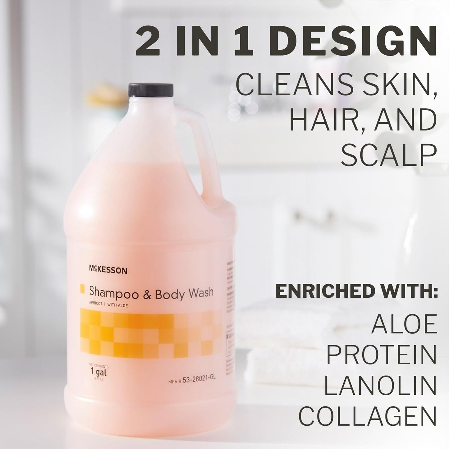 McKesson Body Wash and Shampoo - 1 Gallon Bulk Refill Full Body Wash with Aloe, Cucumber Melon Scent - Sensitive Skin & Hair 2‑in‑1