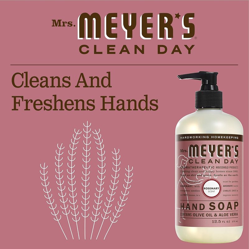 Mrs. MEYER'S CLEAN DAY Liquid Hand Soap Variety Pack 12.5 OZ Each, 3 Count (Geranium + Honeysuckle + Rosemary)