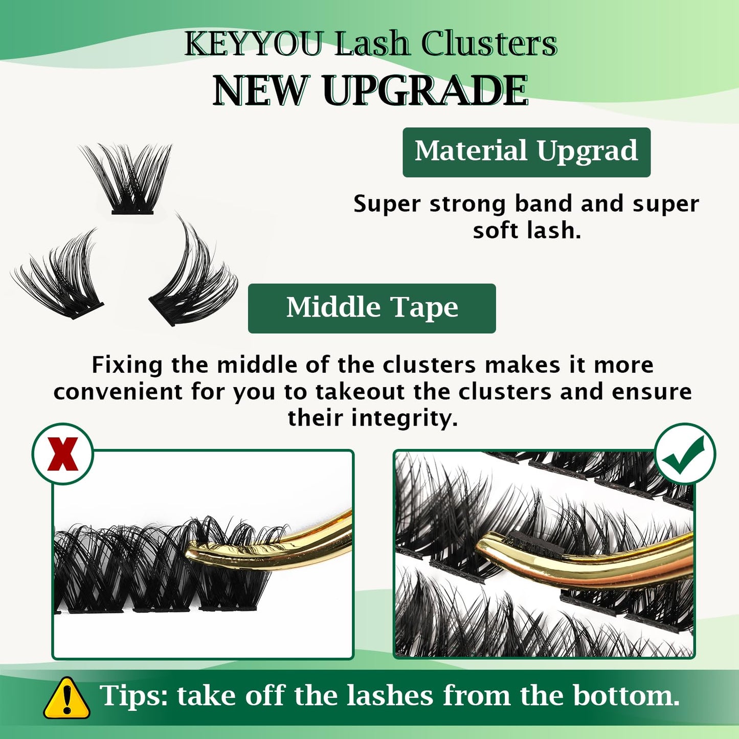 Lash Clusters,96 Pcs Cluster Lashes D Curl 10mm DIY Lash Extensions Eyelash Clusters,KEYYOU Volume Wispy Individual Lashes Soft&Comfortable Easy DIY at Home(Y07,D-10mm)
