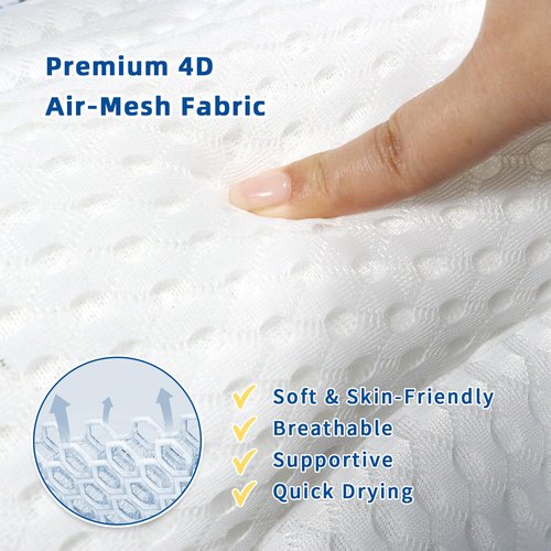 Bath Pillow, Bath Pillows for Tub Neck and Back Support, Bathtub Pillows for Head and Neck with 6 Strong Non-Slip Suction Cups, 4D Air Mesh, Bath Accessories Spa Gifts for Women(White)