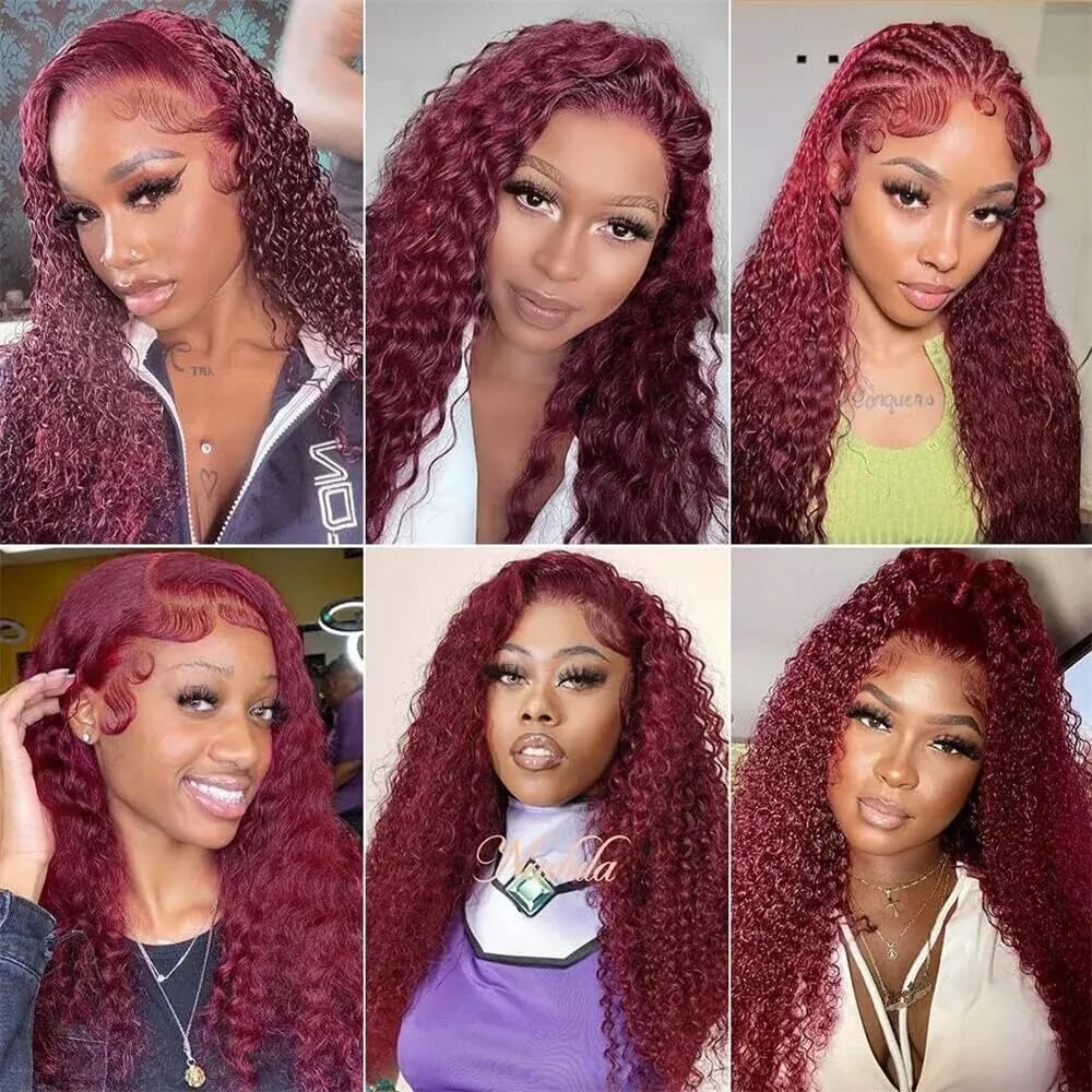 18 20 22 Inch Vinmdonm 99J Human Hair Bundles Burgundy Kinky Curly Human Hair Bundles Brazilian Red Bundles Human Hair Unprocessed Virgin Hair 3 Bundles 99J Kinky Curly Bundles Hair Weave