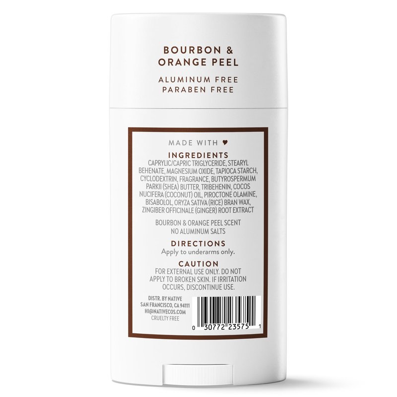 Native Deodorant Contains Naturally Derived Ingredients, 72 Hour Odor Control, Deodorant for Women and Men, Aluminum Free, Bourbon & Orange Peel 2.65oz