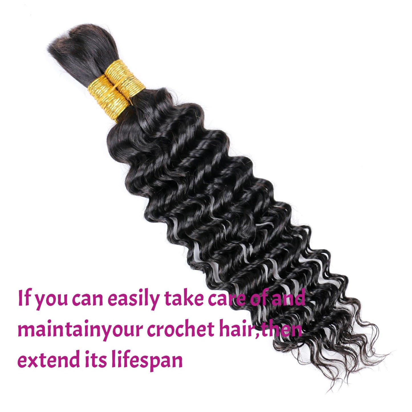 Deep Wave Bulk Human Braiding Hair 26 Inch 50g 1 Bundle/Pack No Weft Human Hair Bundles for Braiding 100 Percent Human Hair Deep Curly Braiding Hair for Boho Braids Natural Color