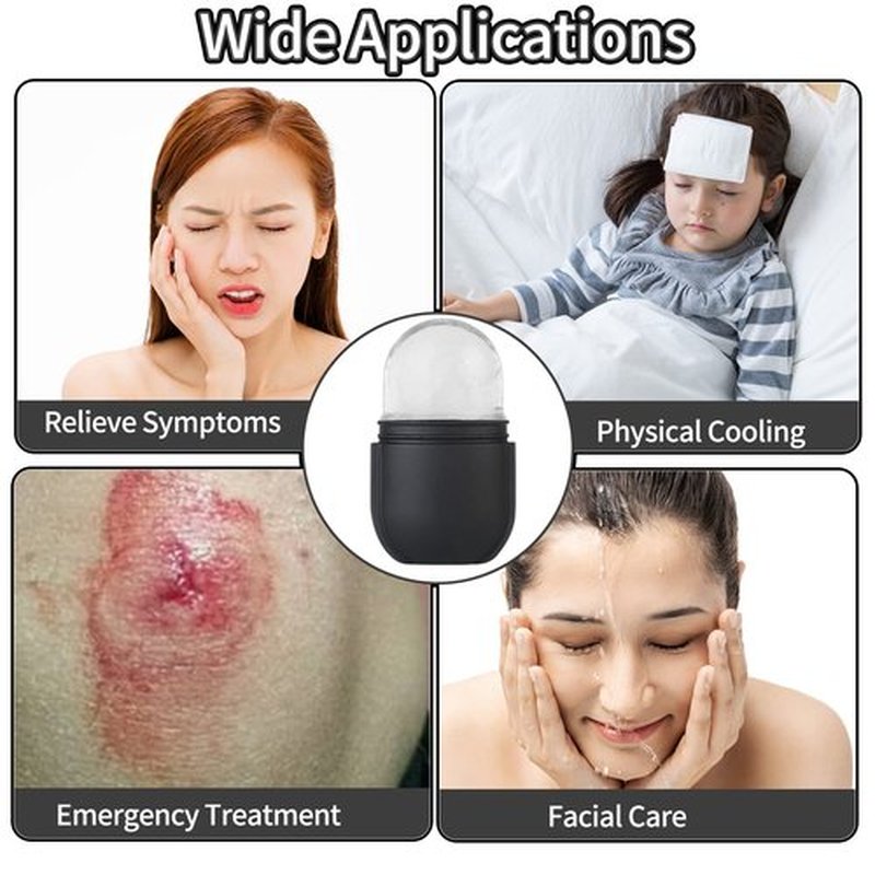 Ice Roller Mold-Ice Roller for Face and Eye,Beauty Cube Brighten Skin &Enhance Natural Glow &Remove Fine Lines,Facial Beauty Ice Roller Skin Care Tools (Oval, black)