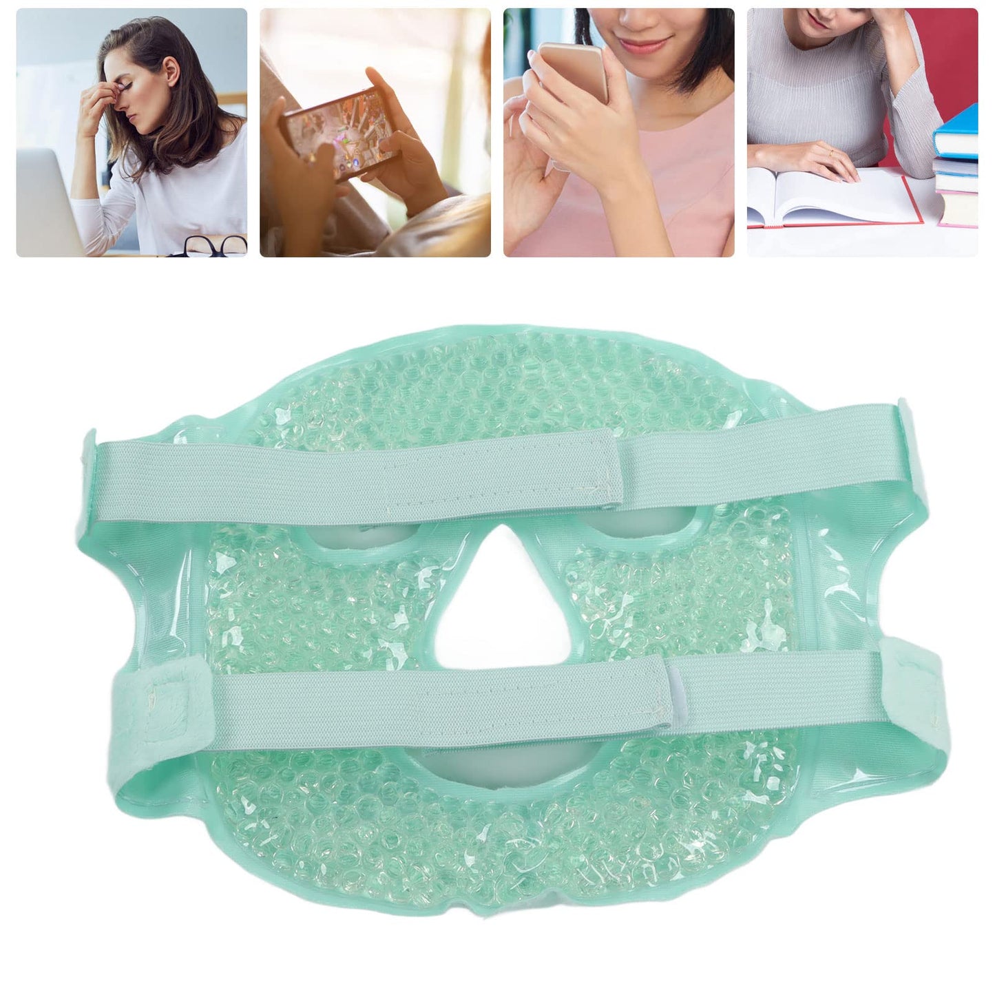 Face ice Pack ice Pack for Face Cold Face Mask Cold Face Eye Mask Ice Pack Reduce Face Puff Gel Beads Hot Heat Cold Compress Pack Face for Reusable for Post Laser Care (Light Green)
