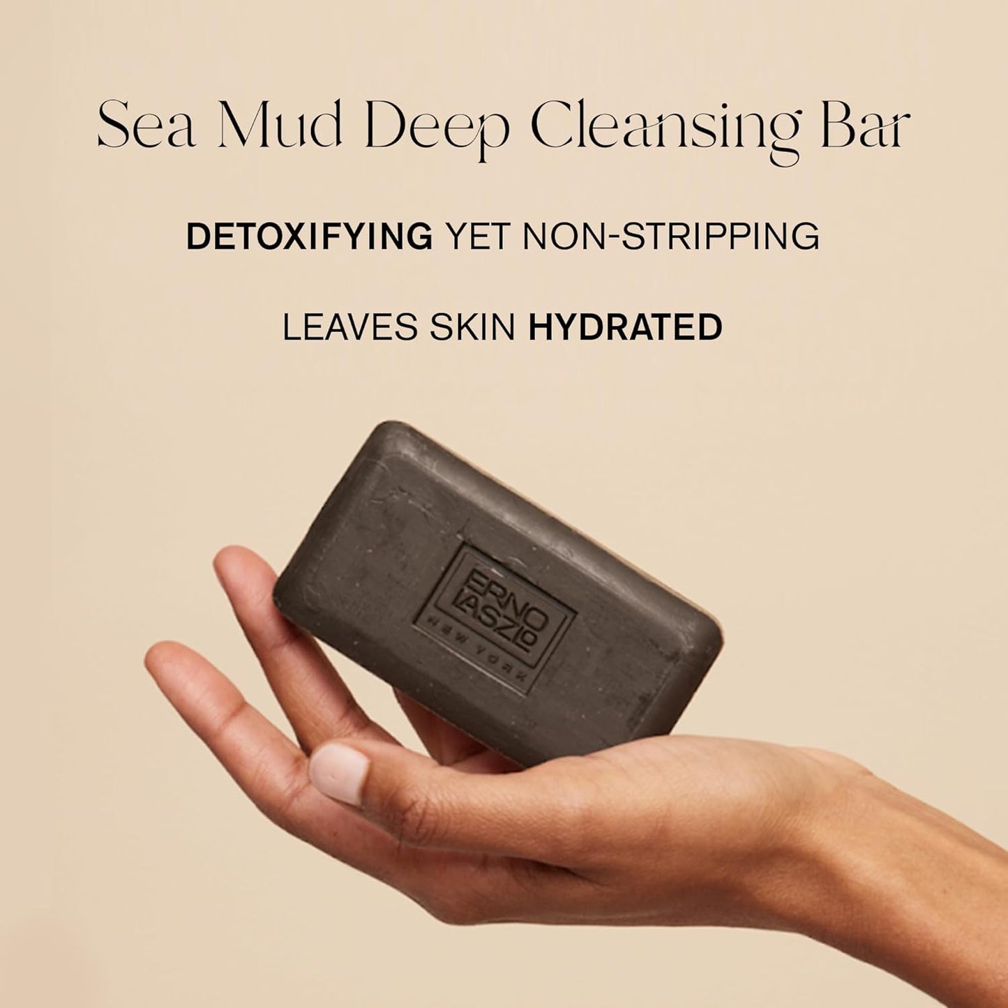 Erno Laszlo Sea Mud Deep Cleansing Bar for Skincare, Charcoal Cleansing Face Bar Purifies, Unclogs Pores, Absorbs Excess Oil, 1.7 Oz, Black