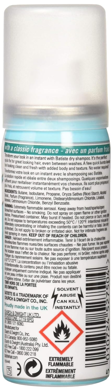 Batiste Dry Shampoo, Original Fragrance, Mini 1.6 Ounce (Pack of 6)