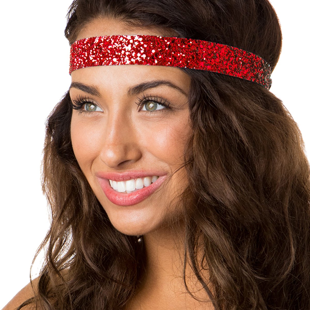 Hipsy Women's Adjustable NON SLIP Wide Bling Glitter Headband Hair Band Pack (Black/Silver/Red 3pk)
