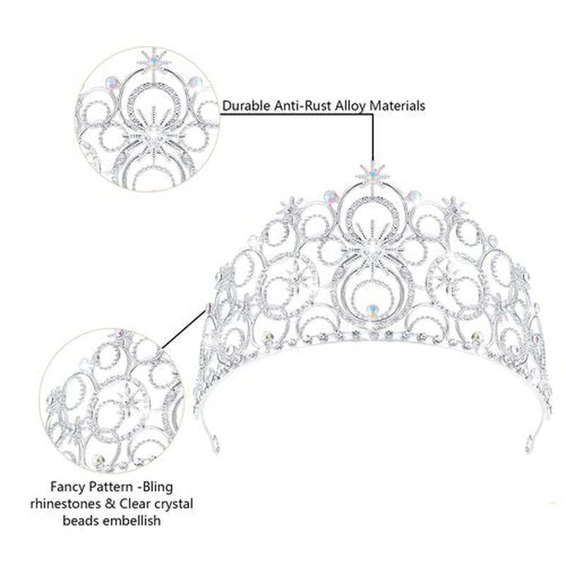 JITINX Crystal Crowns for Women, Crystal Bubble TiaraBride Royal Queen Headband Princess Headpieces for Women Bridal Wedding Prom Birthday Party Crowns (Silver)