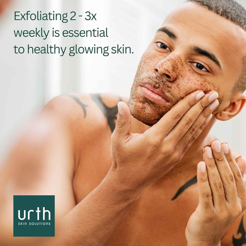 Urth Men's Exfoliating Face Scrub - Green Tea & Rice, Deep Cleansing | 4 oz, Smooths Skin, Minimizes Blackheads