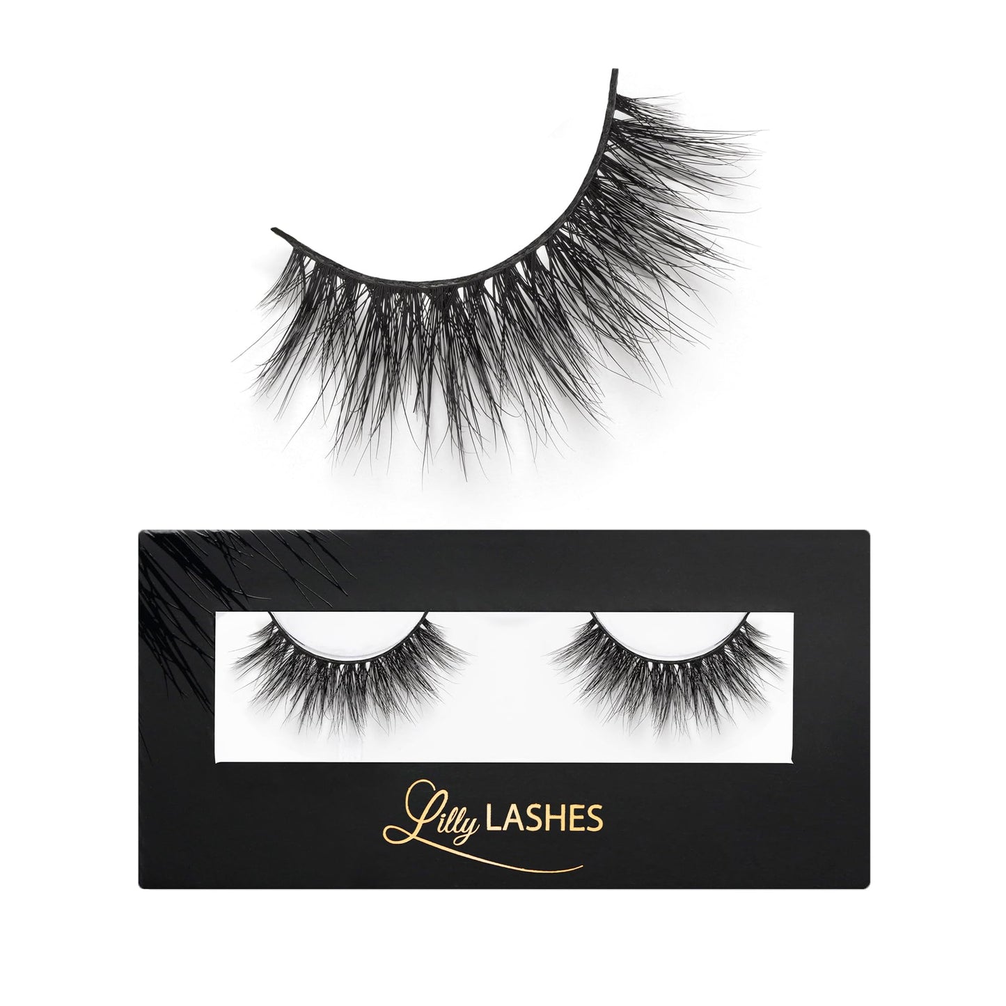 Lilly Lashes Miami 3D Mink Lashes - False Eyelashes Natural Look - Mink Eyelashes for Wispy Lashes Natural Look - Reusable Fake Eyelashes up to 25 Wears - Fluffy Eyelashes for Wispy Eyelashes