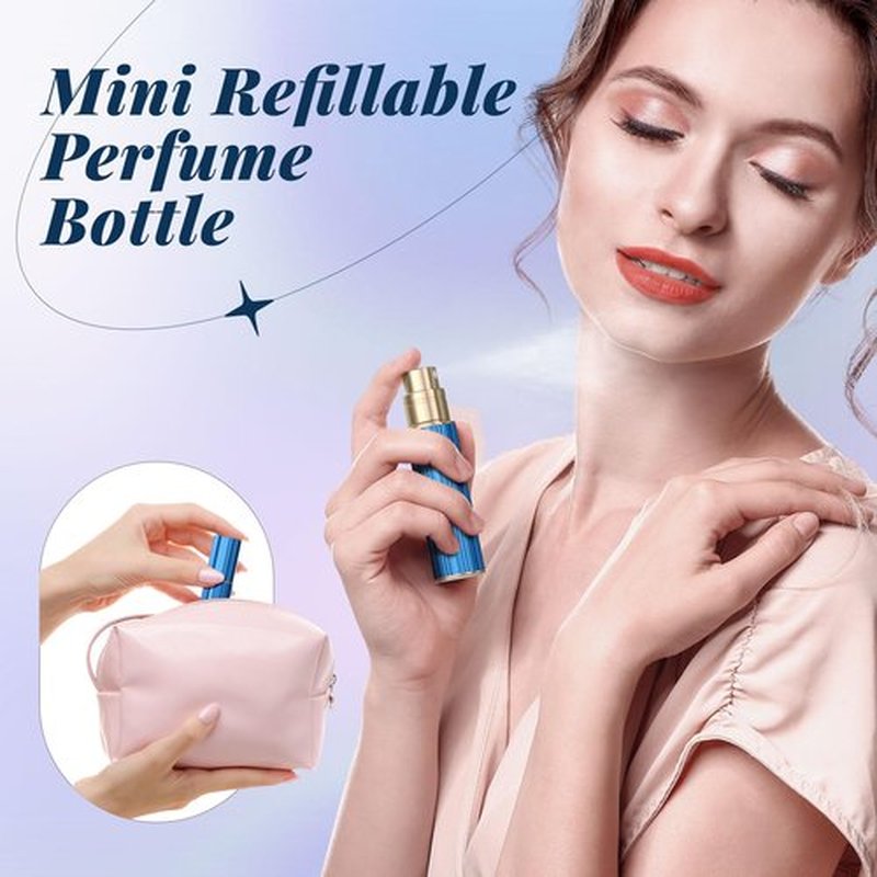 YIERSO 10ml Perfume Atomizer Travel Refillable,Bottom-Filling Fragrances Perfumes Bottle,Mini Cologne Dispenser, Portable Sprayer Pocket Size for Women Men Cruise Car Trip Gift 0.34oz (Blue-10ml)