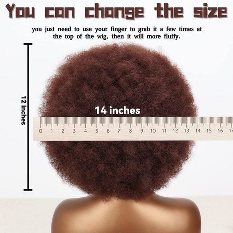Xinran 8 inch Short Afro Kinky Wig for Black Women,Natural 70s Afro Wigs for Women, Short Afro Puff wigs(Auburn).