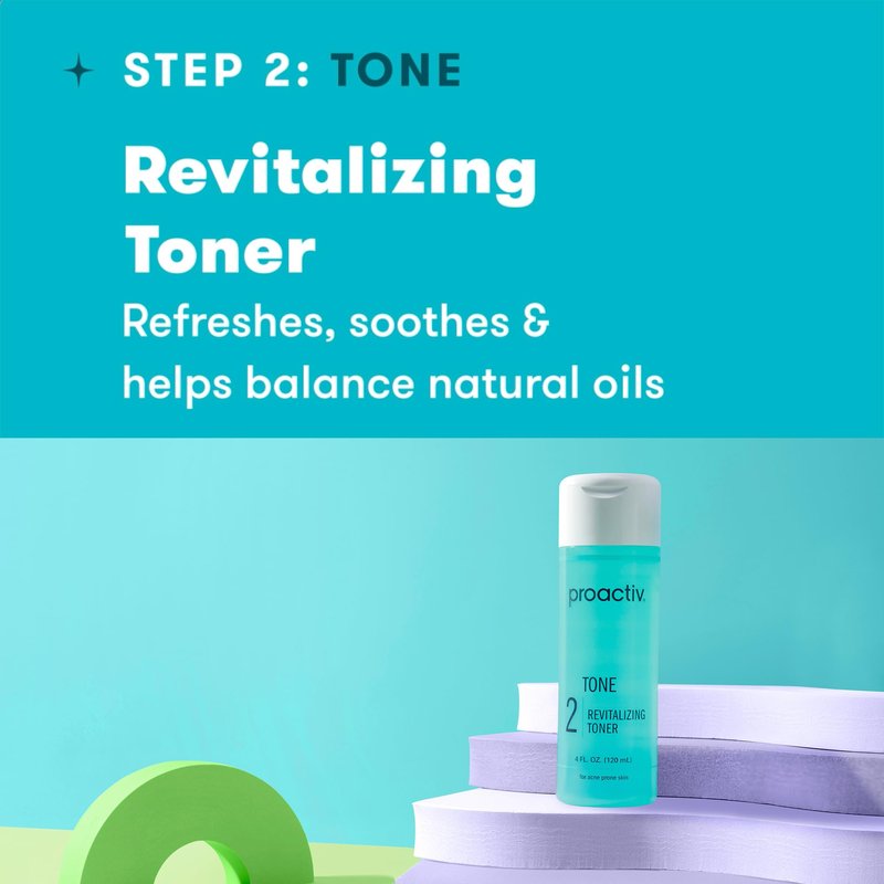 Proactiv 3 Step Acne Treatment - Benzoyl Peroxide Face Wash, Repairing Acne Spot Treatment for Face And Body, Exfoliating Toner - 60 Day Complete Acne Skin Care Kit