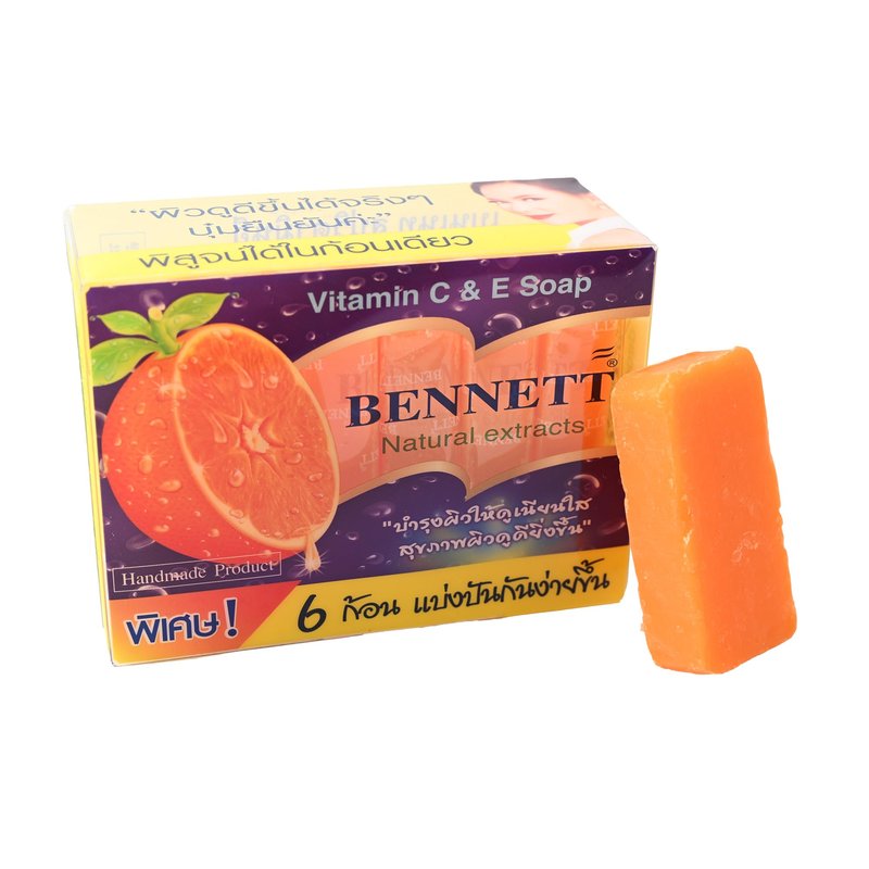 GASHINA STORY Ben-nett Natural Extracts Vitamin C & E Soap - Thailand Soap Bar for Women - Handmade All Natural for Radiant Skin - Antioxidant Organic Bar Soap - 6pcs x 2packs