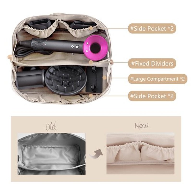 Linpr Travel Storage Bag for Dyson Airwrap Styler/shark flexstyle, Portable Handheld Travel Case, Double Compartments Organizer Bag with Large Opening, Waterproof Hair Dryer Carrying Case (White)