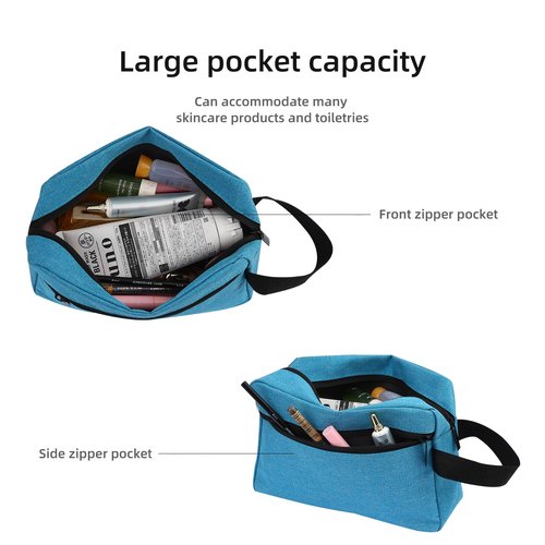 Icramsy Travel Toiletry bag Toiletry bag for women men Hanging toiletry bag Cosmetic bag Travel accessories for Women Men (Lake blue)