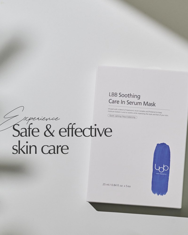 LBB Soothing Care In Serum Mask - Hypoallergenic Face Mask Sheet for Calming, Moisturizing - Vegan Paper Mulberry Sheet - Protectol, Hyaluronic Acid, 5 Sheet