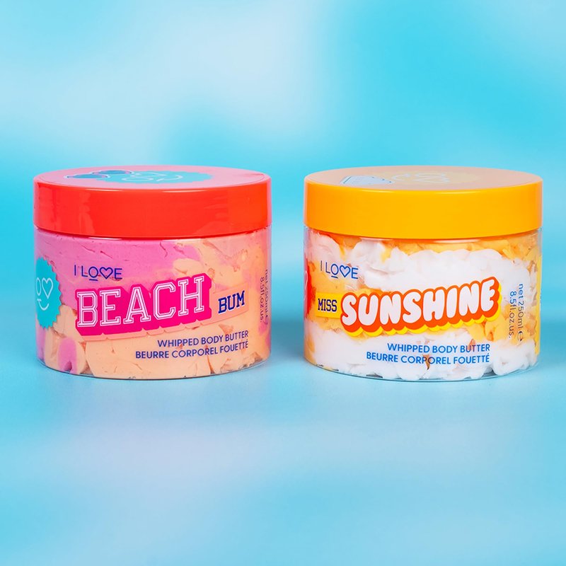 I LOVE Cosmetics Miss Sunshine Whipped Body Butter - Body Moisturizer for Women - Shea and Cocoa Butter, Avocado Oil - Vanilla Caramel Scent - 8.5 oz
