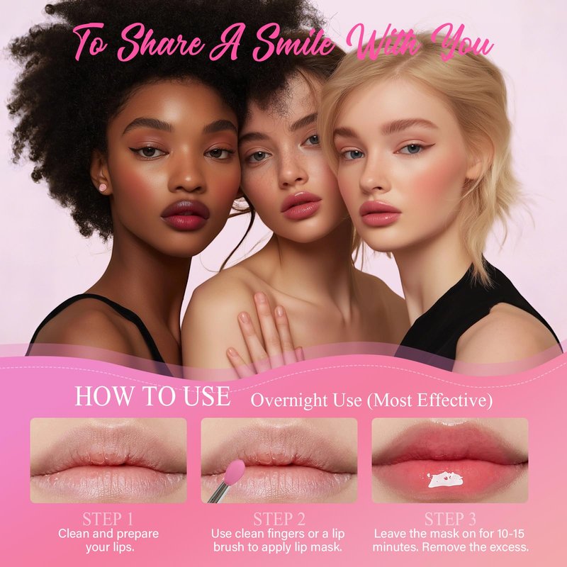 4 Pack Lip Mask Set, Hydrating Lip Mask Overnight - Berry, Grape, Mint, Vanilla Flavors, Lip Sleeping Mask Nourish Lip Balm with Vitamin C & Shea Butter | Dry Lips Care Gift