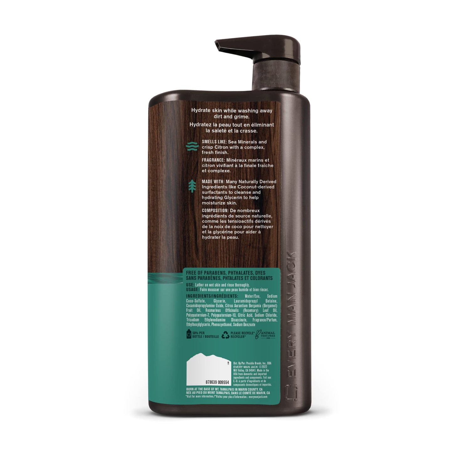 Every Man Jack 3-in-1 All Over Wash - Sea Salt | 32.0-ounce Twin Pack - 2 Bottles Included | Naturally Derived, Parabens-free, Pthalate-free, Dye-free, and Certified Cruelty Free