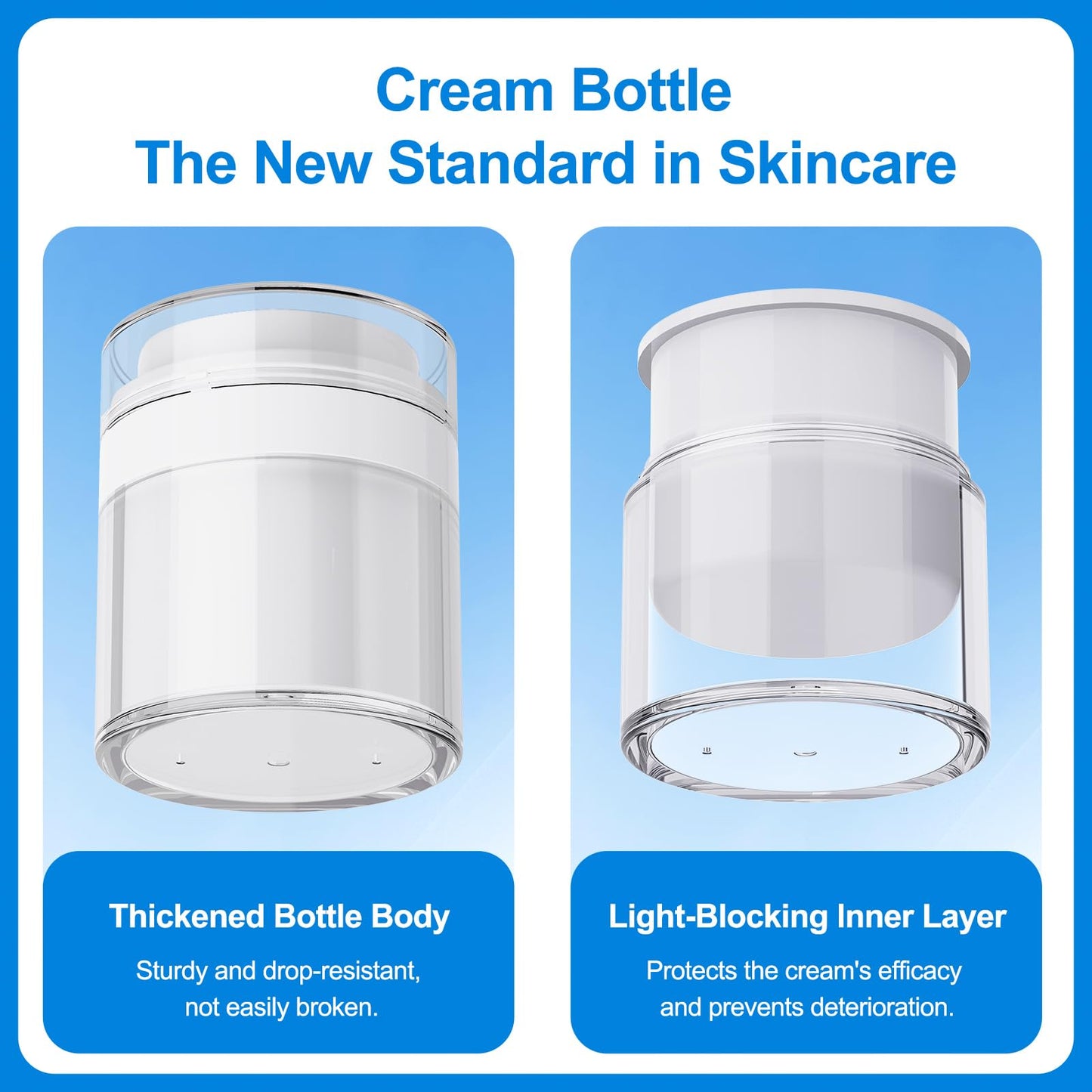 4 Pack Airless Pump Jar, 1.7 oz Pump Moisturizer Container,Travel Skincare Bottles,Travel Size Containers for Cream,Moisturizer&Lotion Leak-Proof Portable Dispenser for Toiletries